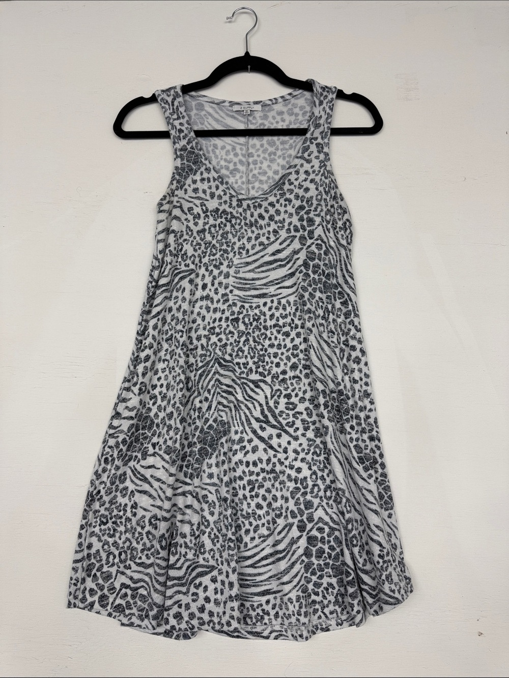 Gray & White Animal Print Tank Dress